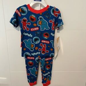 Toddler Little Boys 3 piece Sesame Street Pajamas-Elmo and Cookie Monster 3T